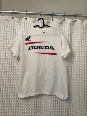 Vintage Honda White Short Sleeve Tee with Red & Black Graphics
